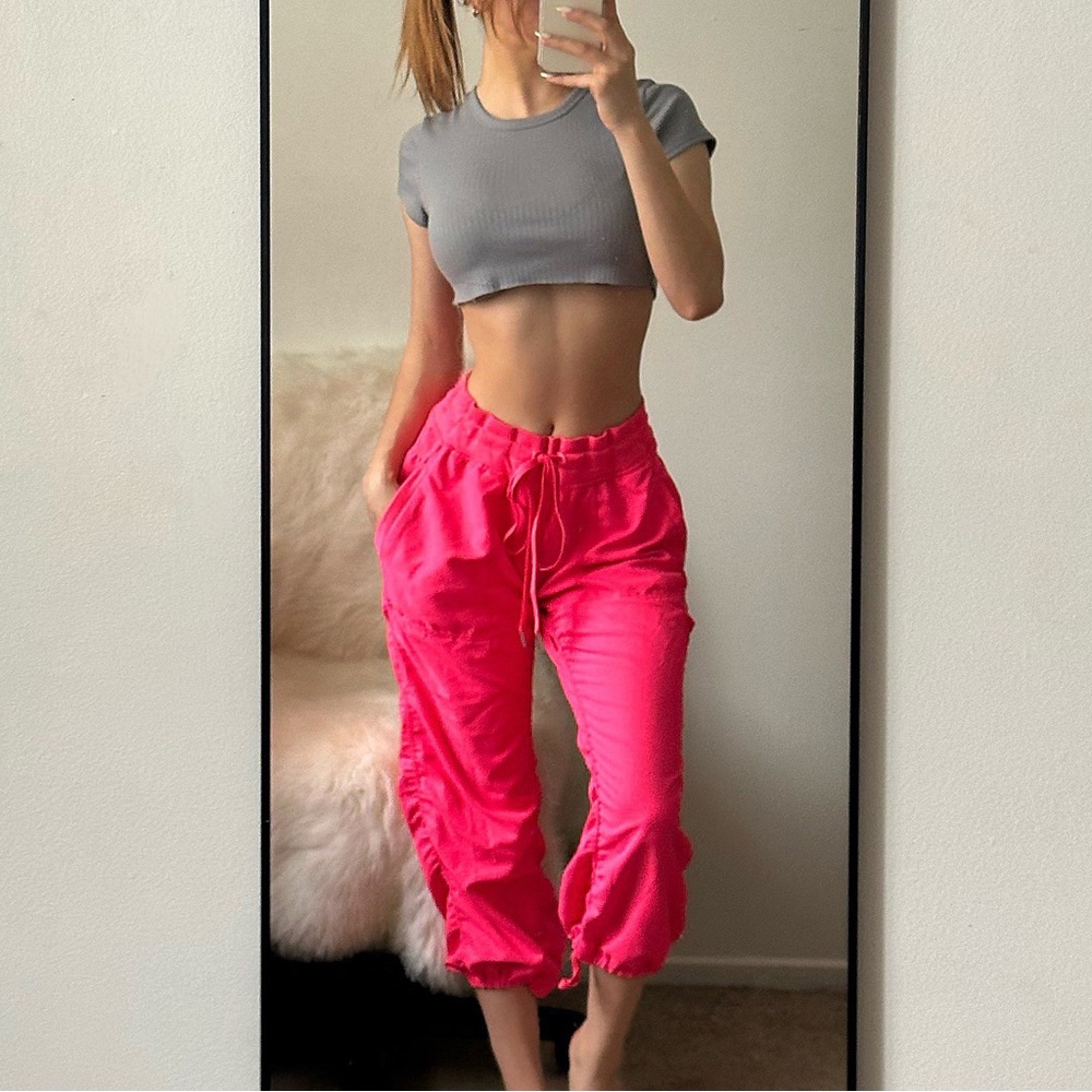 Hot pink pants mid length